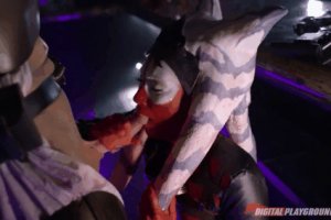 Cute girl gets facefucked on the bar